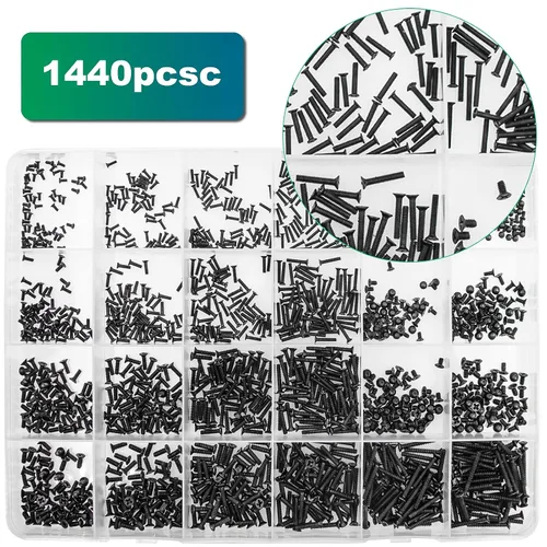 Vista 5 de 1440 tornillos negros para computadora portátil M1.2 M1.4 M1.7 M2 cabeza plana Phillips Tornillos avellanados SSD Tornillos Accesorios Mini máquina