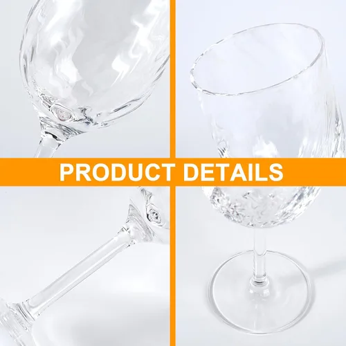 Vista 3 de KOXIN-KARLU Vasos de vino con tallo de plástico irrompibles clásicos de 14 onzas, vasos de acrílico multiusos, juego de 6 transparentes