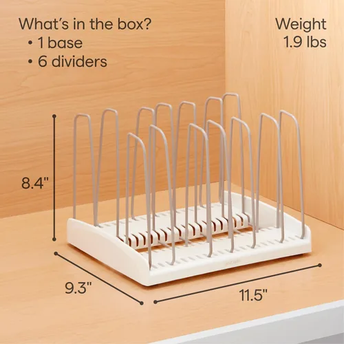 Vista 4 de YouCopia StoreMore Estante para Utensilios de Cocina con Alambres Altos de Acero, Organizador Ajustable para Sartenes y Tapas para Almacenamiento