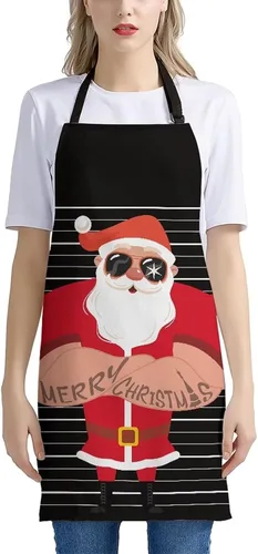 Vista 51 de Dreaweet Delantal de cocina unisex con cuello ajustable de Navidad
