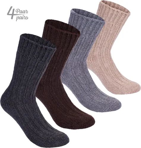 Vista 2 de BRUBAKER Calcetines cálidos de alpaca para hombre o mujer, 4 pares