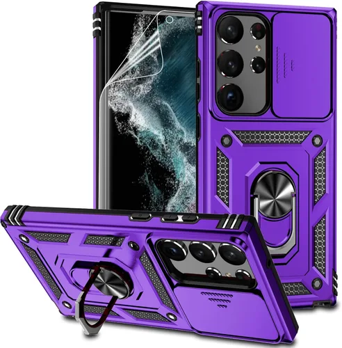 Vista 12 de Funda para Samsung Galaxy S23 Ultra con funda para cámara deslizante, protector de pantalla HD [prueba de caídas de grado militar] Funda protectora