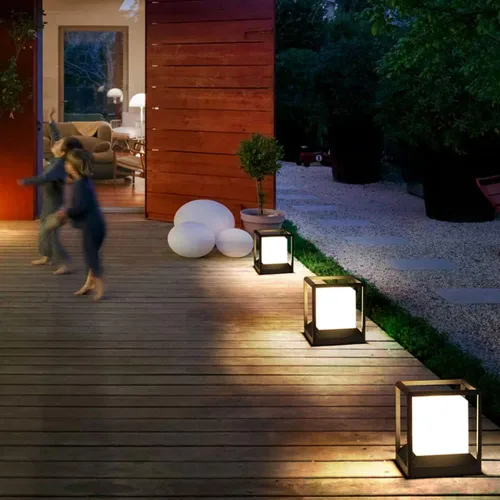 Vista 5 de Lámpara de poste moderna IP54 impermeable de aluminio LED lámpara de valla jardín paisaje césped linterna al aire libre columna luz cubierta
