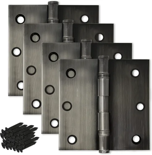 Vista 12 de Solid Brass Door Hinge Heavy Duty Ball Bearing 3.5 x 3.5 Inch - Set of 2 Hinges (Antique Brass)
