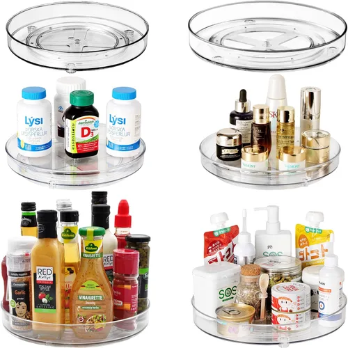 Vista 11 de Amolliar Lazy Susan de 2 niveles de 11 pulgadas, organizador giratorio para gabinete, cocina, nevera, encimera, baño, organizador de despensa