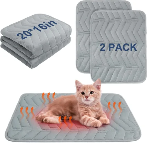 Vista 11 de BEAUTYZOO Cama para Gatos Autocalentable, Paquete de 4 Camas Calentadas para Gatos, Almohadilla de Calentamiento de Lámina Térmica de Felpa Extra