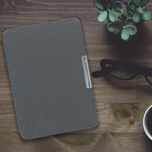 Vista 2 de kwmobile Funda compatible con Amazon Kindle Paperwhite - Funda protectora de nailon para lector electrónico - Antracita