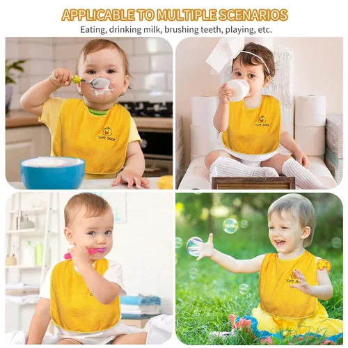Vista 7 de Baberos de bebé para niñas o niños de 12 a 18 meses, paquete de 6, baberos de toalla para niños de 1 a 3 años, impermeables y absorbentes