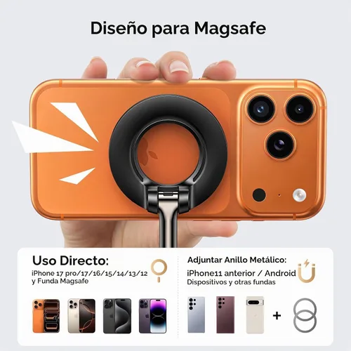 Vista 6 de UGREEN Magsafe Phone Mount for Gym, Dual-Sided Magnets, 360°Adjustable Portable Magnetic Phone Holder, Gym Essentials for Hands-Free Workouts