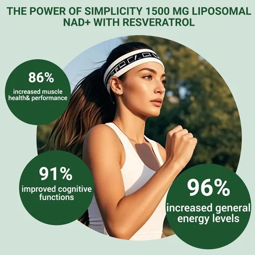 Vista 6 de Ncduyde Suplemento NAD+, liposomal NAD nicotinamida ribósido resveratrol 1500 mg - Anti-envejecimiento y salud cerebral, mejora la energía