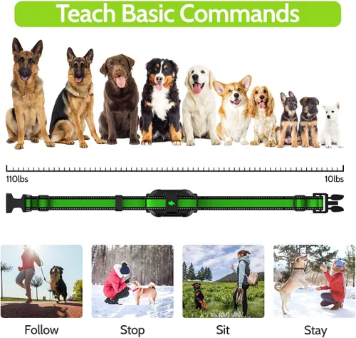 Vista 7 de Collar eléctrico de entrenamiento para perros con 4 modos de entrenamiento y control remoto recargable, rango impermeable de 3300 pies para perros