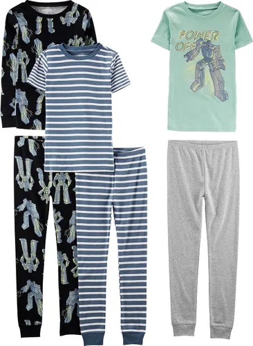 Vista 18 de Simple Joys by Carter's Conjunto de pijama de algodón ajustado de 6 piezas para bebés, niños pequeños y niñas, paquete de 3
