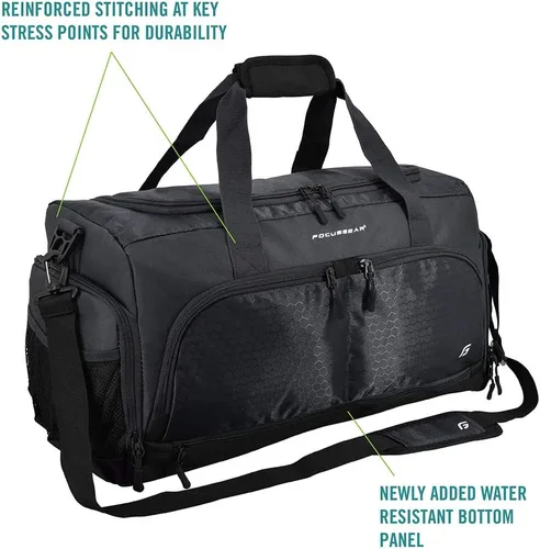 Vista 2 de Ultimate Gym Bag 2.0 La bolsa de lona duradera diseñada por Crowdsource con 10 compartimentos óptimos, incluida la bolsa resistente al agua, Negro