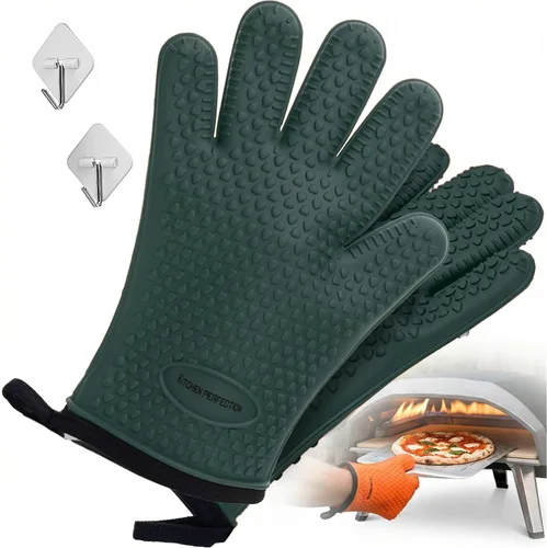 Vista 12 de KITCHEN PERFECTION Guantes de silicona para horno de pizza, guantes extremadamente resistentes al calor para hornos de pizza al aire libre e