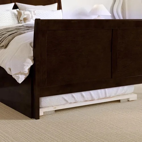 Vista 5 de AFI, Portland - Cama de plataforma matrimonial con estribo a juego con cama nido individual, color espresso
