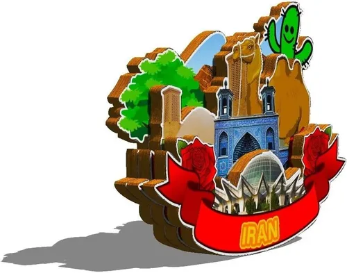 Vista 2 de Imán de Irán para nevera de madera 3D, monumentos de viaje, coleccionables, recuerdos, decoración hecha a mano -659