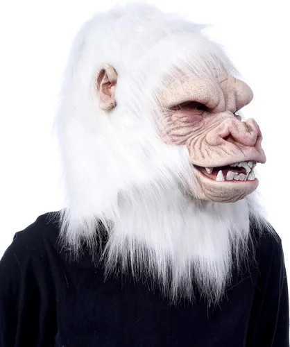 Vista 4 de Zagone Studios White Tree Hugger - Máscara de primate de gorila albino, yeti o monstruo de nieve, Blanco