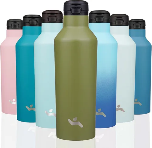 Vista 16 de Konokyo - Botella de agua aislada con popote, 25 onzas, doble pared de acero inoxidable al vacío con 2 tapas, cielo