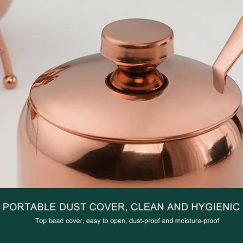 Vista 3 de Tarro de especias de acero inoxidable para el hogar, cuenco de azúcar, recipiente pequeño para condimentos en forma de tambor, recipiente