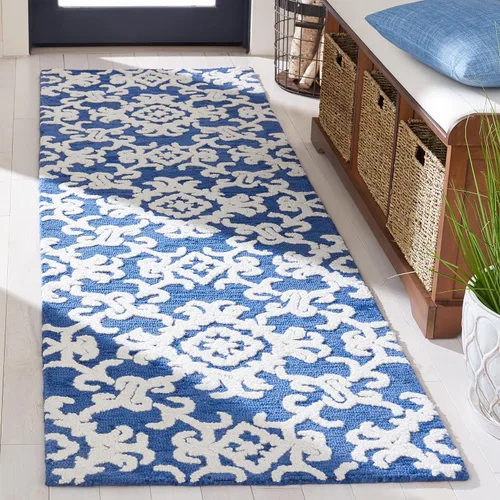 Vista 27 de SAFAVIEH Blossom Collection BLM104A - Alfombra decorativa de lana de alta calidad, hecha a mano, 2 x 3 pies, color gris/marfil