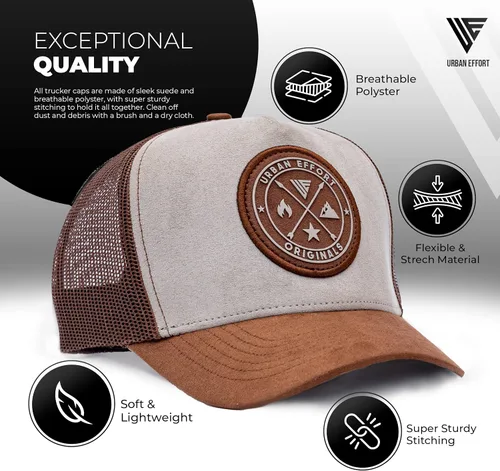Vista 44 de Urban Effort Gorra trasera de malla, para hombres y mujeres, gorra de béisbol de 5 paneles, gran cierre a presión para caza y senderismo