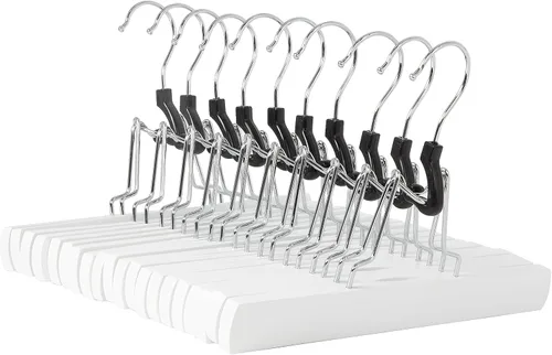 Vista 7 de Amazon Basics Perchas de madera para pantalones, organizador de armario, cereza, paquete de 10
