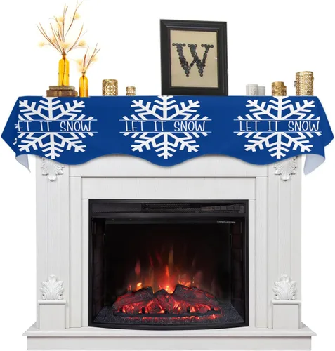Vista 9 de Bufanda de Navidad a cuadros para chimenea, cubierta de bufanda para chimenea, estante superior, bufanda de corredor, rojo y verde, para invierno