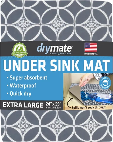 Vista 9 de Tapete Premium Drymate para Debajo del Fregadero, Tapetes Impermeables de Protección para Gabinetes de Cocina y Baño, Forros Absorbentes