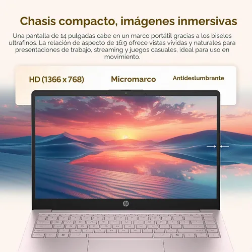 Vista 4 de Laptop personalizada, creada con laptop HP de 14 pulgadas, Office 365 de 1 año, Intel N150 Quad-Core, 16 GB de RAM, SSD PCIe de 512 GB, con UFS