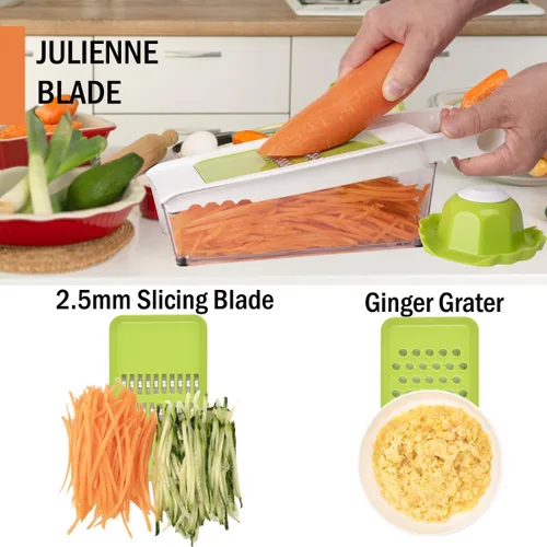 Vista 4 de NACOLUS Rallador de queso con contenedor, cortador de verduras 5 en 1, ralladores multiusos para cocina, rallador de caja fácil de limpiar