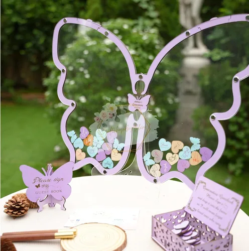 Vista 2 de Alternativa personalizada de libro de invitados con mariposas, libro de invitados para quinceañera, libro de invitados con mariposas para cumpleaños