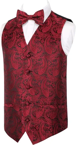 Vista 27 de Alizeal Conjunto de 2 piezas de corbata de lazo preatada de jacquard de cachemira con estampado floral clásico para niños