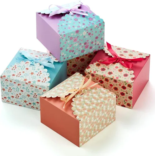 Vista 10 de Cajas de regalo pequeñas florales con tapas y cintas (paquete de 20) cajas decorativas vacías de 5.8 x 3.7 pulgadas para regalo, productos Estándar