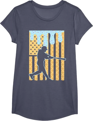 Vista 14 de Camiseta de béisbol Drip Boys Dripping Ice Cream Baseball American Flag, Negro -, Pequeña