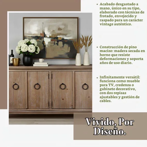 Vista 2 de Martin Svensson Home Garden District - Soporte de TV de madera maciza de 65 marrón (Driftwood Brown)
