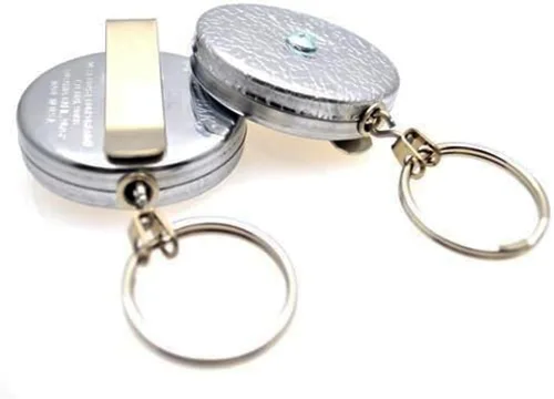Vista 5 de KEY-BAK Llavero retráctil original con una parte delantera, clip de cinturón de acero y un anillo dividido
