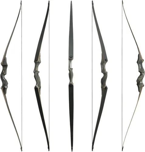 Vista 4 de Black Hunter - Arco de madera de caza con arco largo americano para adultos, mano derecha, 60 pulgadas, práctica de objetivo de 30-60 libras
