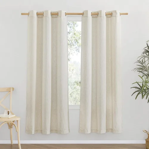 Vista 16 de NICETOWN - Cortinas de lino angora para ventana de cocina sobre el fregadero, con ojales, lino grueso angora, tratamientos cortos para ventanas