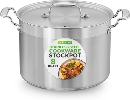 Vista 15 de NutriChef - Olla grande de acero inoxidable de 5 cuartos con tapa - 18/8 Grado alimenticio resistente, olla grande de acero inoxidable