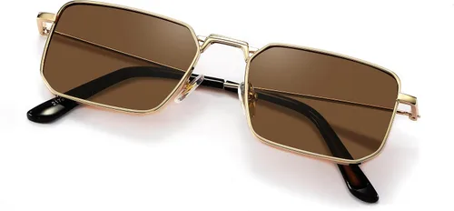 Vista 5 de Naomi - Gafas de sol rectangulares clásicas, retro, marco de metal, tamaño pequeño, protección UV UV400, para hombres y mujeres