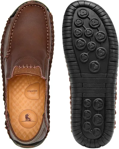Vista 7 de ENLEN&BENNA Mocasines para hombre, informales, de cuero, ligeros, cómodos, para conducir, caminar