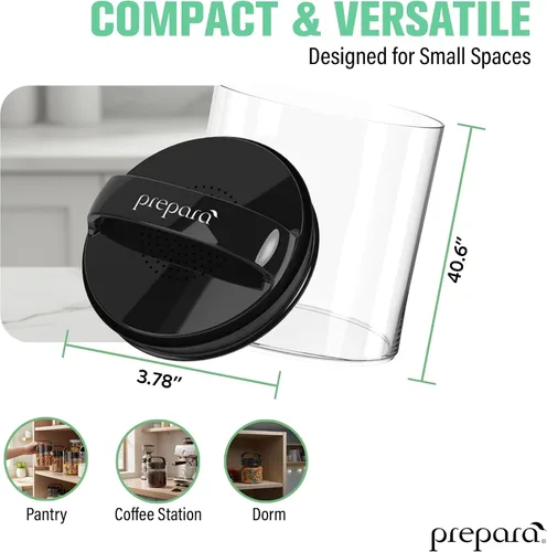 Vista 6 de Prepara Evak Fresh Saver - Pantalón corto pequeño, mango negro transparente, juego de 2