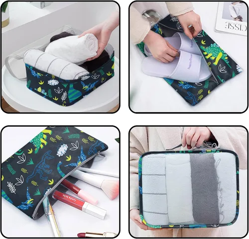 Vista 4 de BHAHB Juego de 7 cubos de embalaje para niños, organizadores de equipaje de viaje para maleta, accesorios de viaje con bolsa de zapatos para mujeres