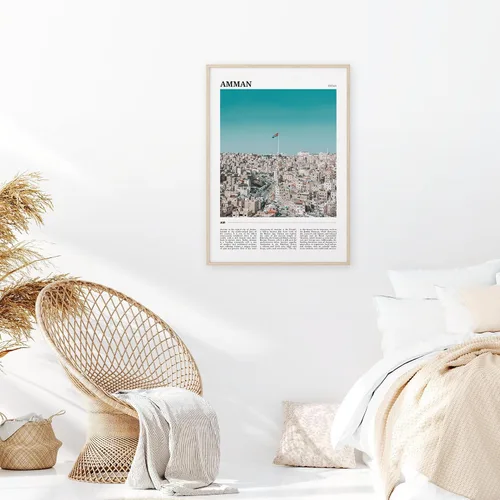 Vista 2 de Póster de viaje de Amman, arte de pared de Ammán, impresión de póster de ammán, foto de ammán, decoración de ammán, Jordania