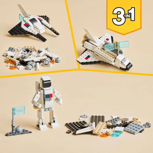 Vista 4 de LEGO Creator 3 en 1 Juguetes de transbordador espacial - Juego de construcción de juguetes espaciales para niños y niñas, de 6 años en adelante