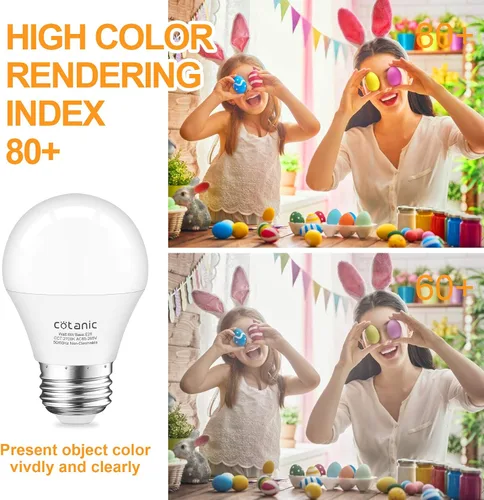 Vista 4 de Cotanic Bombillas para ventilador de techo de 2700 K, blanco cálido, bombilla LED A15 E26 base de tornillo mediano, bombilla pequeña de 6 W