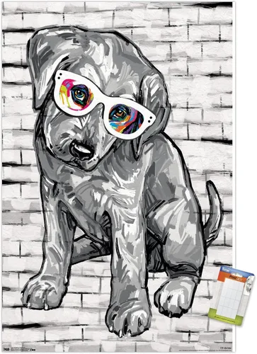 Vista 12 de Trends International PD Moreno - Póster de pared con gafas para perro, 14.725 x 22.375 pulgadas, versión enmarcada de madera de granero