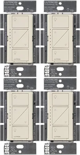 Vista 24 de Lutron Caseta - Interruptor de atenuación inteligente original (requiere Lutron Smart Hub), para luces LED, 150 vatios, un solo polo/3 vías, no Negro