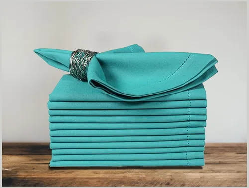 Vista 29 de Servilletas de tela de algodón con dobladillo de 18 x 18 pulgadas, color aguamarina con vainica, servilletas de boda, servilletas de cóctel