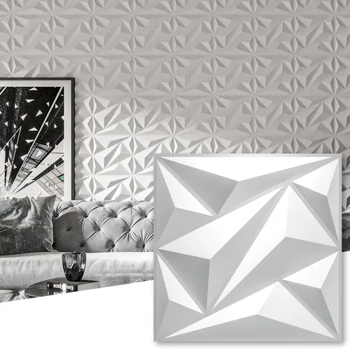Vista 16 de Art3dwallpanels Paquete de 20 paneles de pared 3D para decoración de pared interior, 12 x 12 pulgadas, paneles de diamante blanco para sala
